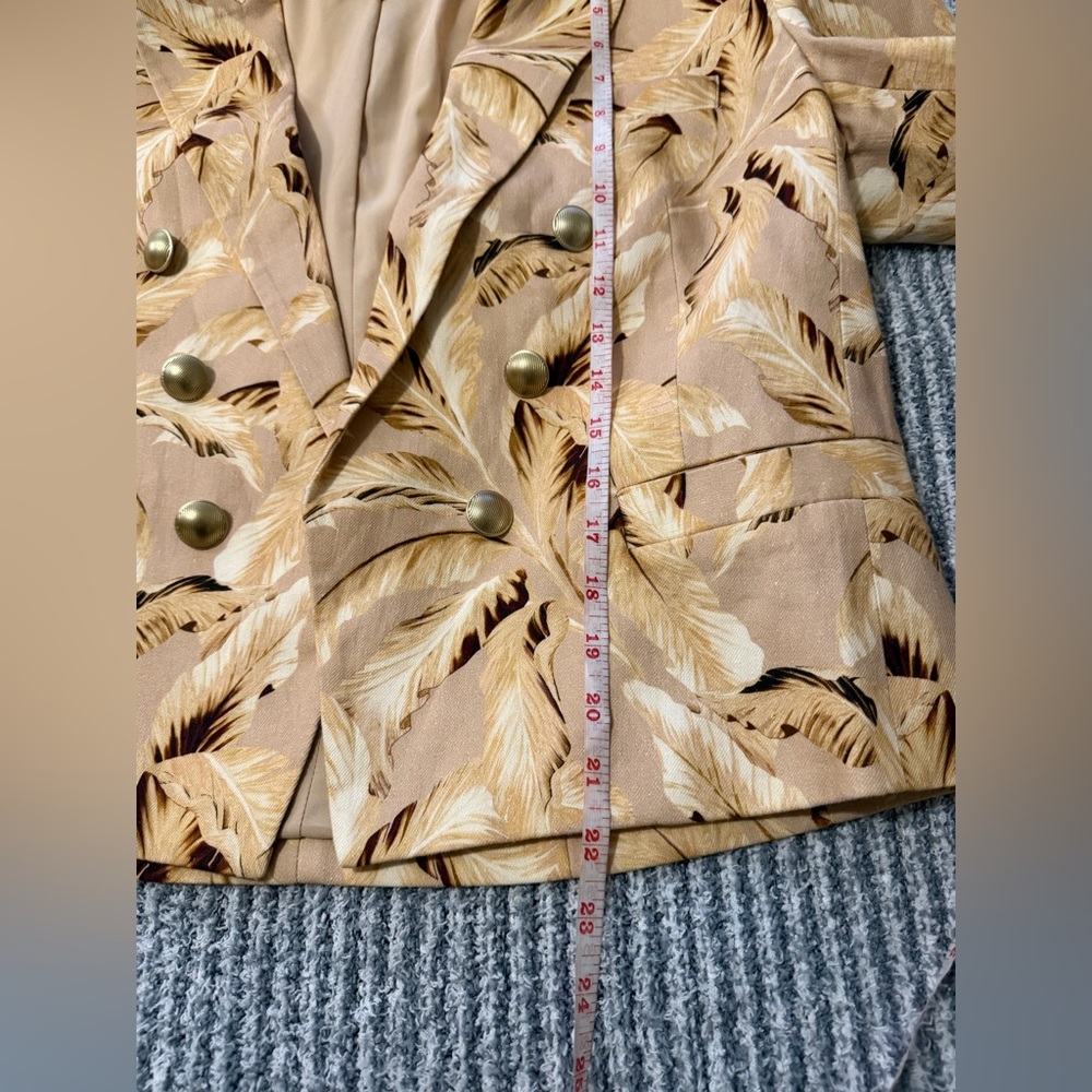 L’Agence Brooke Blazer Size 10 Neutral‎ Leaves Print Designer Statement Jacket - Picture 11 of 11